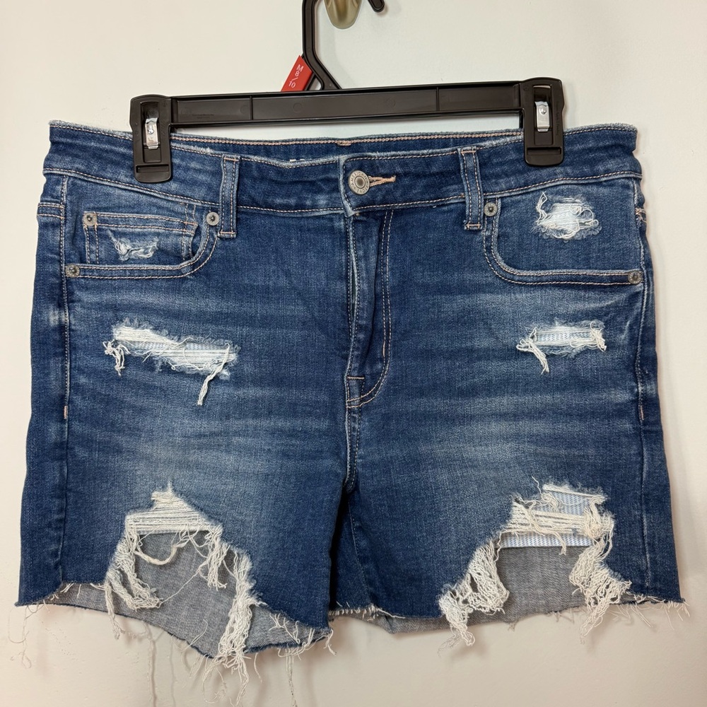 American Eagle Dark Wash Denim High waisted Cutoff Shorts Size 8